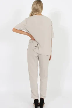 Rebellious Fashion Stone Elasticated Waist & Zip Detail Trousers - Parker