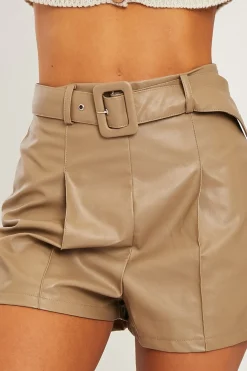 Rebellious Fashion Stone Faux Leather Buckle Belt Shorts - Tamra