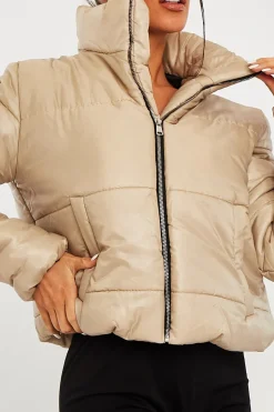 Rebellious Fashion Stone High Neck Puffer Coat - Docie