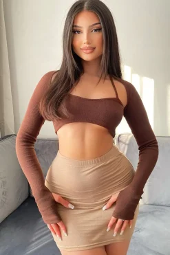 Rebellious Fashion Stone Jersey Bodycon Mini Skirt - Capri