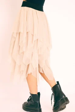 Rebellious Fashion Stone Layered Tulle Midi Skirt - Laveta