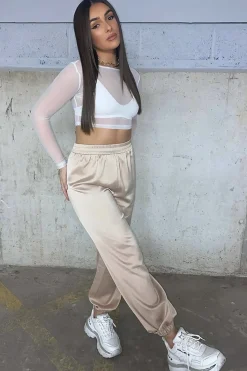 Rebellious Fashion Stone Luxe Satin Joggers - Ilona