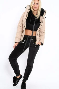 Rebellious Fashion Stone Padded Coat - Zara