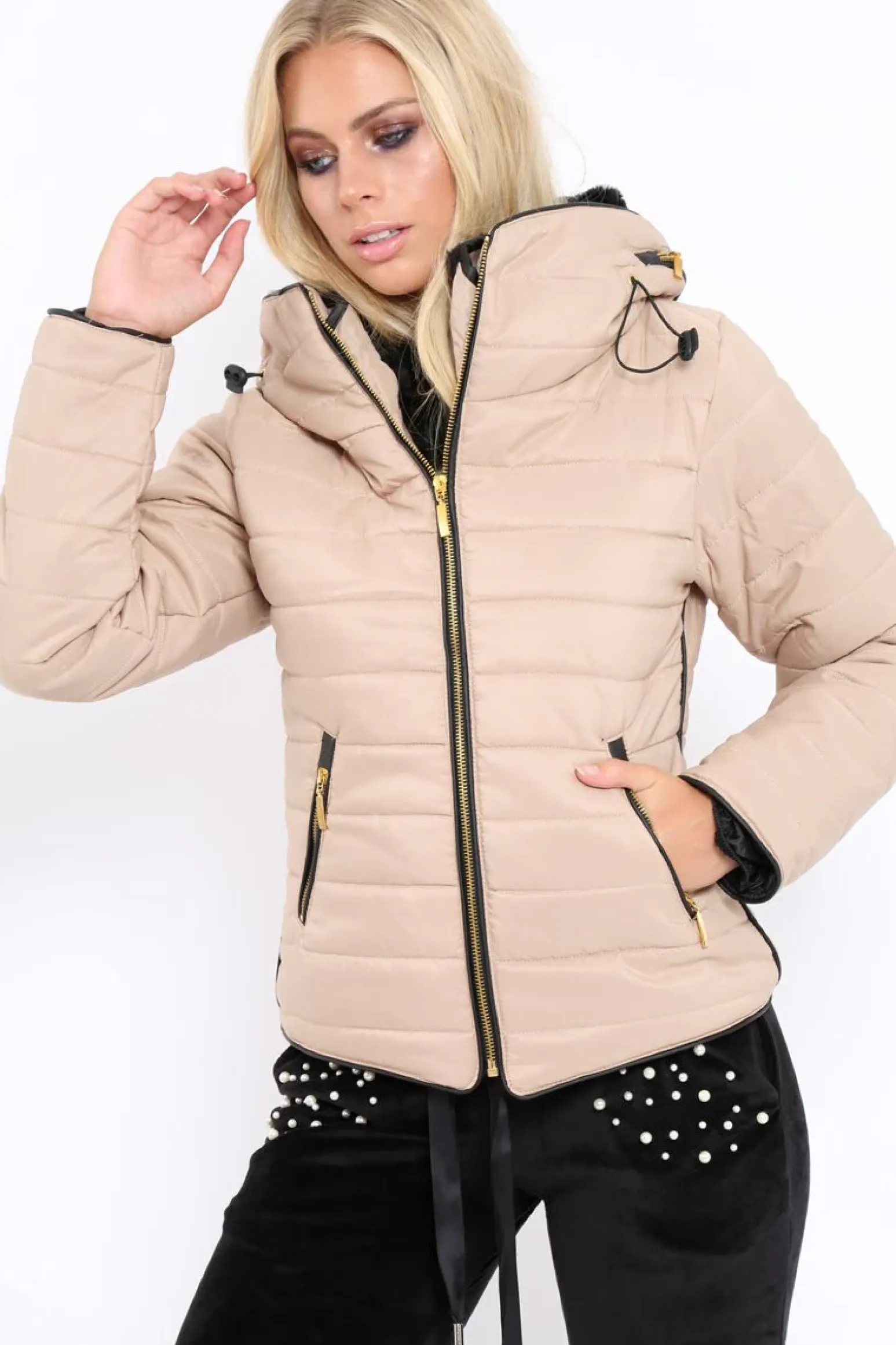 Rebellious Fashion Stone Padded Coat - Zara