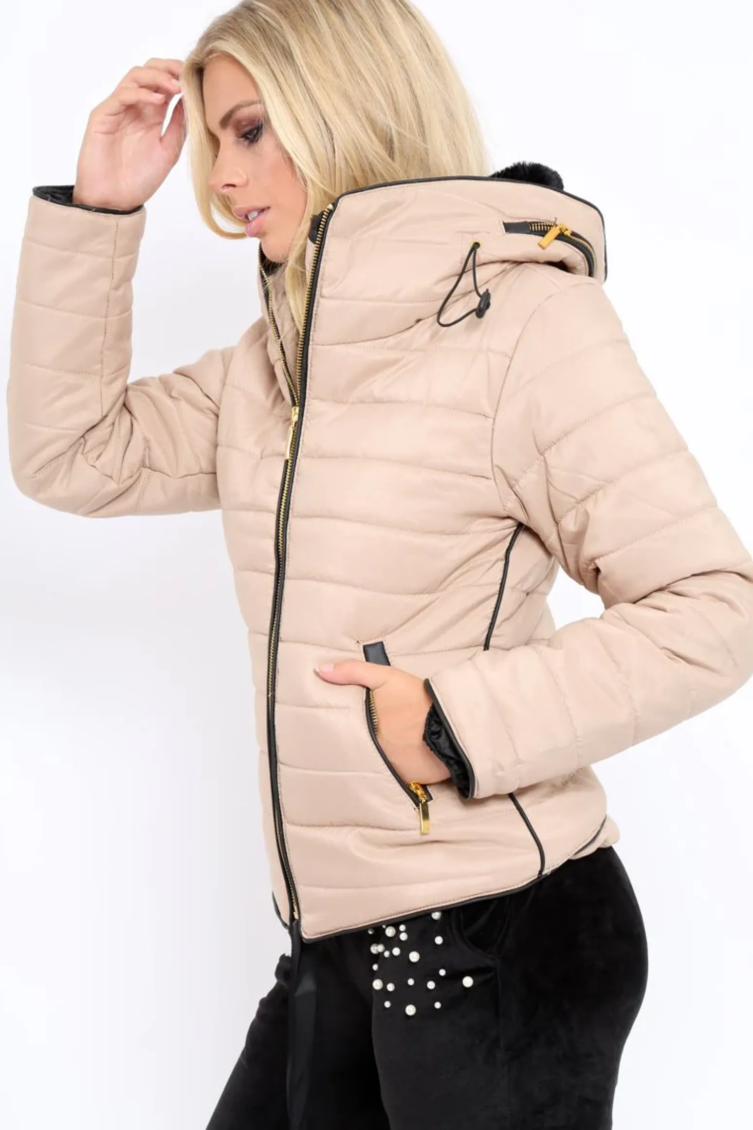 Rebellious Fashion Stone Padded Coat - Zara