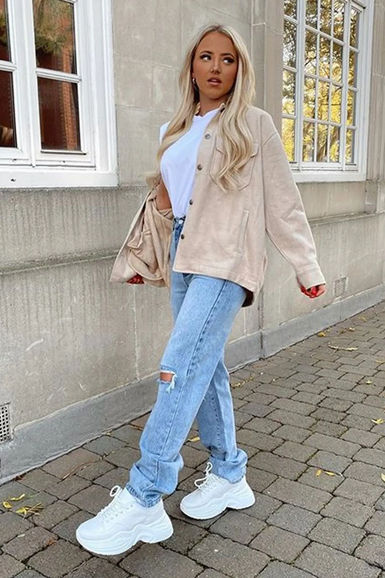 Rebellious Fashion Stone Pocket Oversized Brushed Shacket - Caley