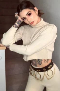 Rebellious Fashion Stone Rib Crop Jumper Loungewear Set - Ayriana