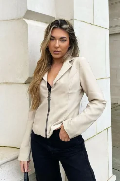 Rebellious Fashion Stone Ring Zip Front Blazer - Brooklyn