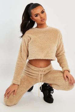 Rebellious Fashion Stone Round Neck Teddy Sweatshirt - Delsie