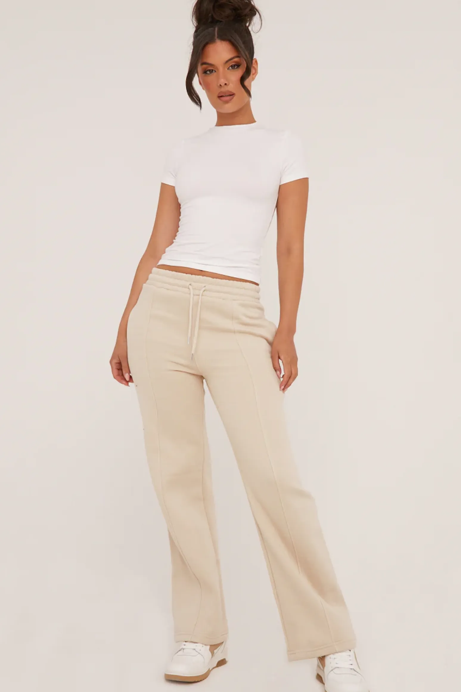 Rebellious Fashion Stone Seam Detail Straight Leg Lounge Trousers - Adora