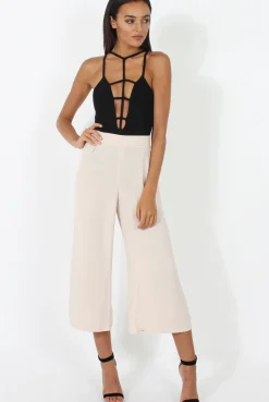 Rebellious Fashion Stone Side Slit Culottes - Odette