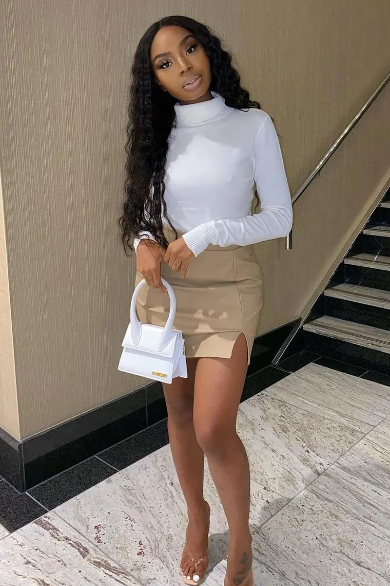 Rebellious Fashion Stone Side Split Faux Leather Mini Skirt - Jossy