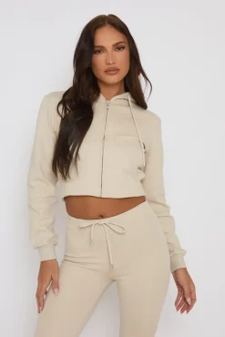 Rebellious Fashion Stone Skinny Flare and Zip Through Hoody Lounge Set - Goldie