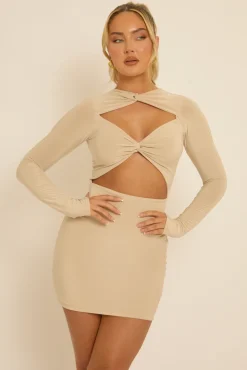 Rebellious Fashion Stone Slinky Twist Cut Out Mini Dress - Miranda