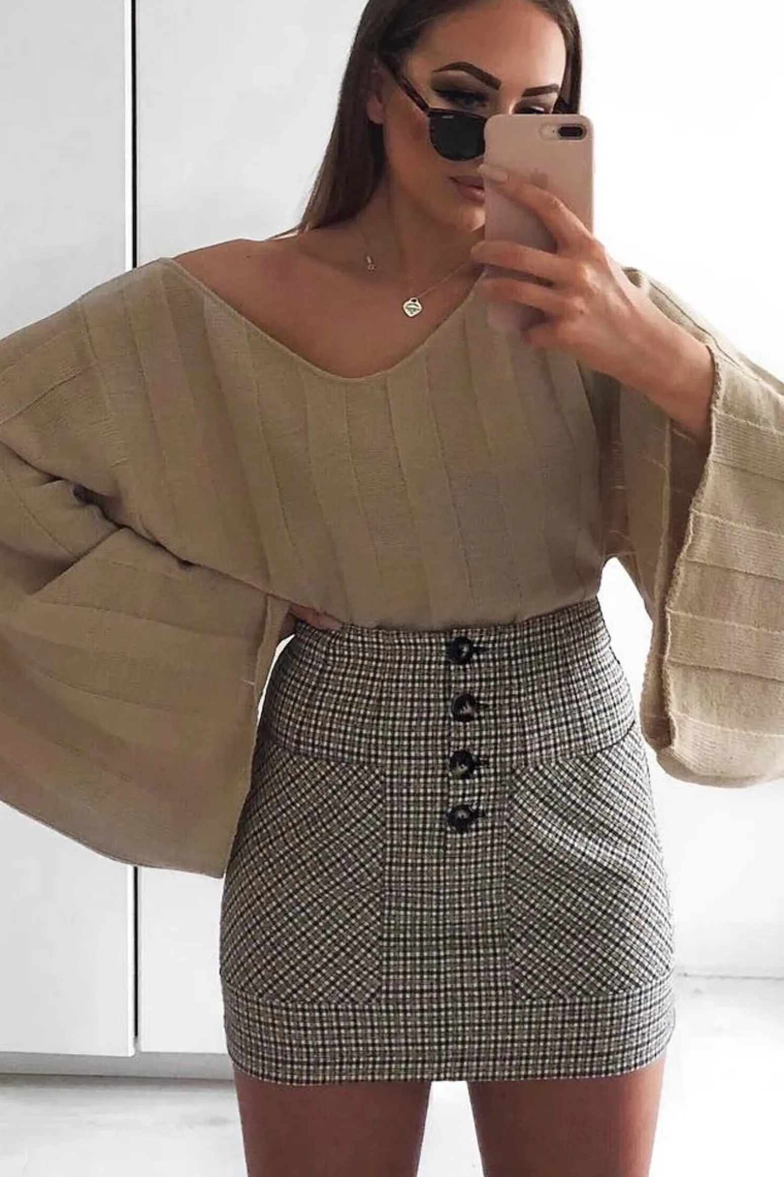 Rebellious Fashion Stone Striped Cropped Batwing Jumper - Karri