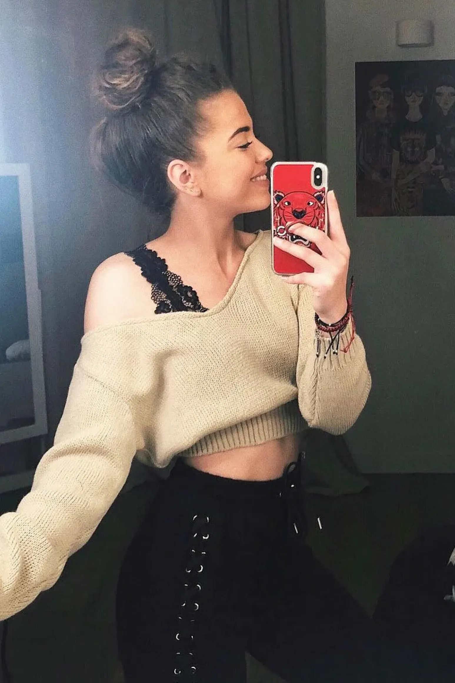 Rebellious Fashion Stone V Neck Off Shoulder Knitted Cropped Jumper - Kirby