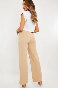 Rebellious Fashion Stone Waist Cut Out Wide Leg Trousers - Adela