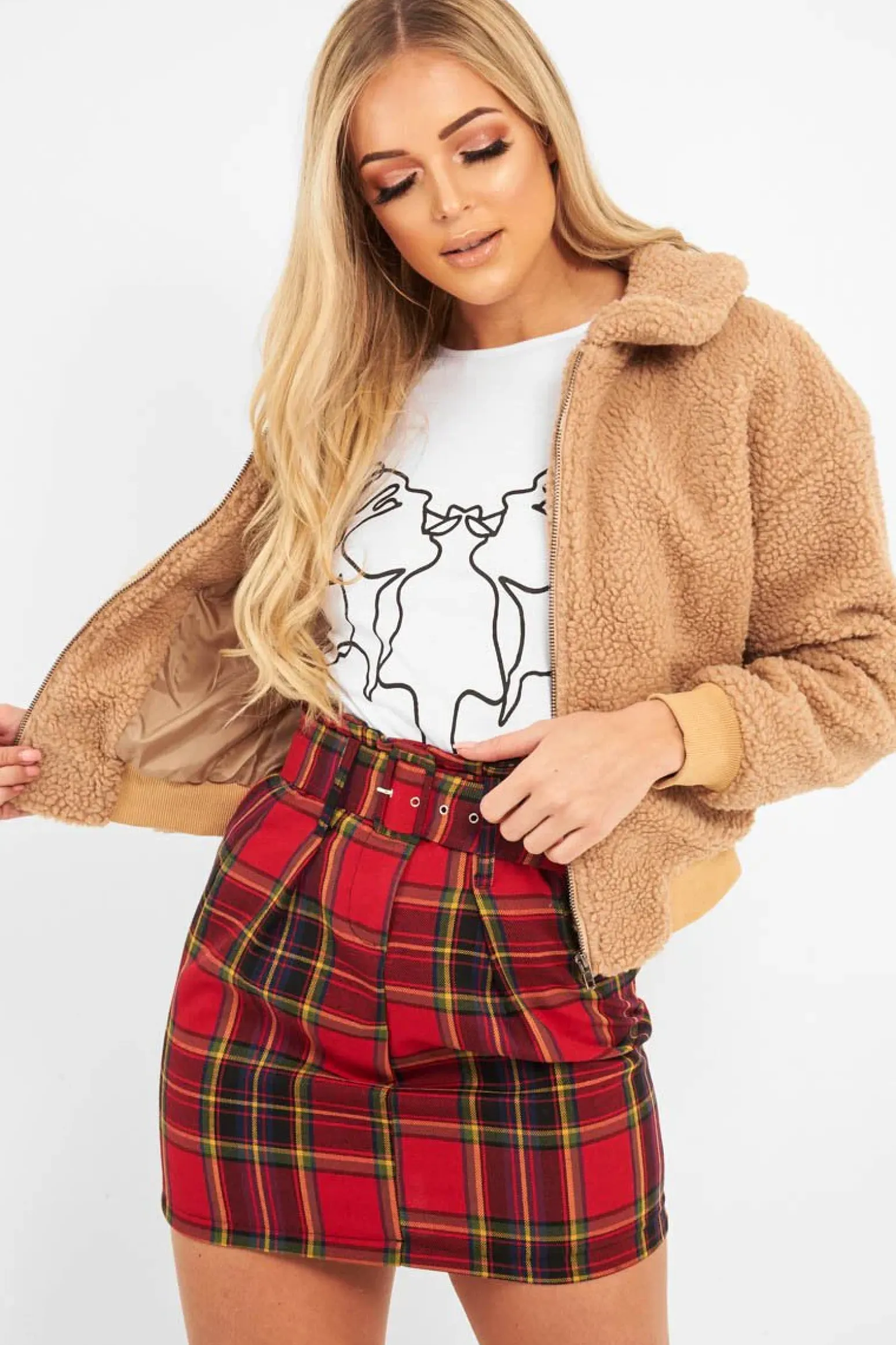 Rebellious Fashion Tan Borg Cropped Bomber Jacket - Heidy