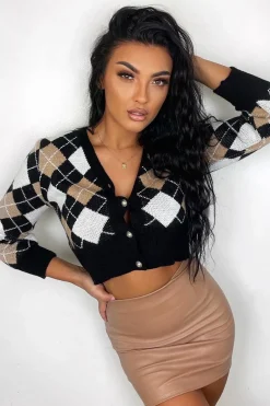 Rebellious Fashion Tan Croc PU Leather Mini Skirt - Shane