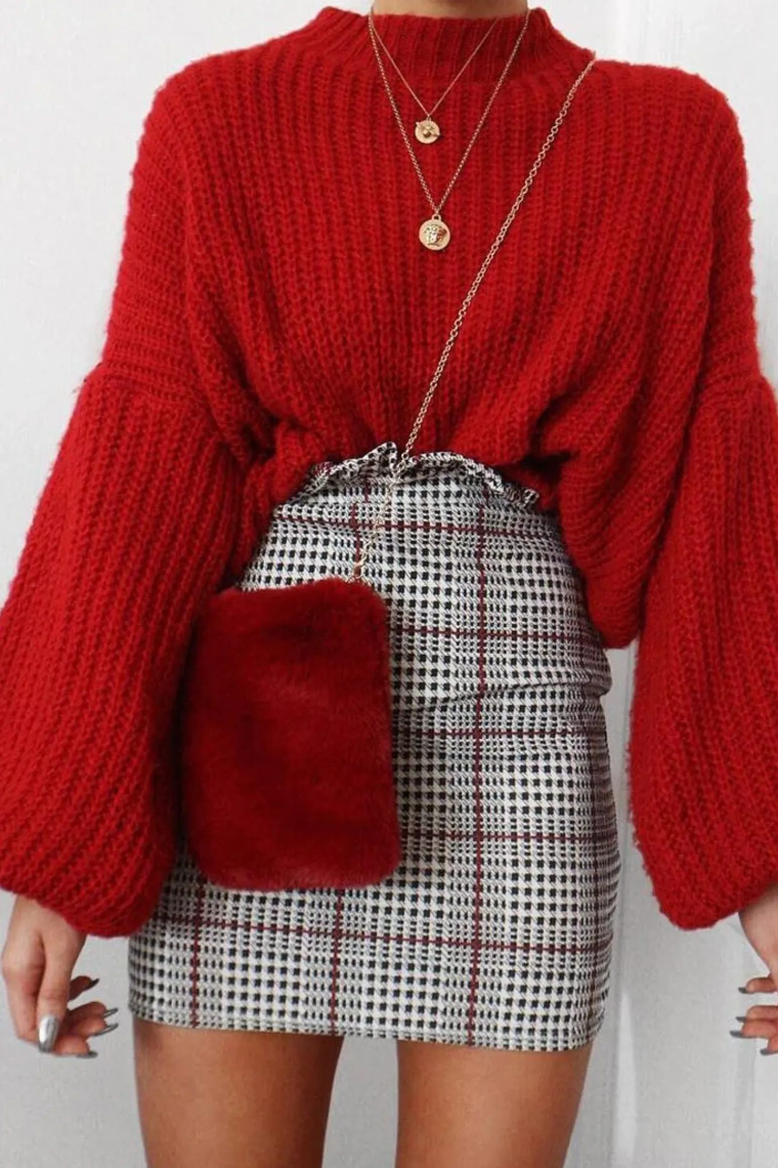 Rebellious Fashion Tartan Hound-Tooth Ruffle Hem Mini Skirt - Abagail