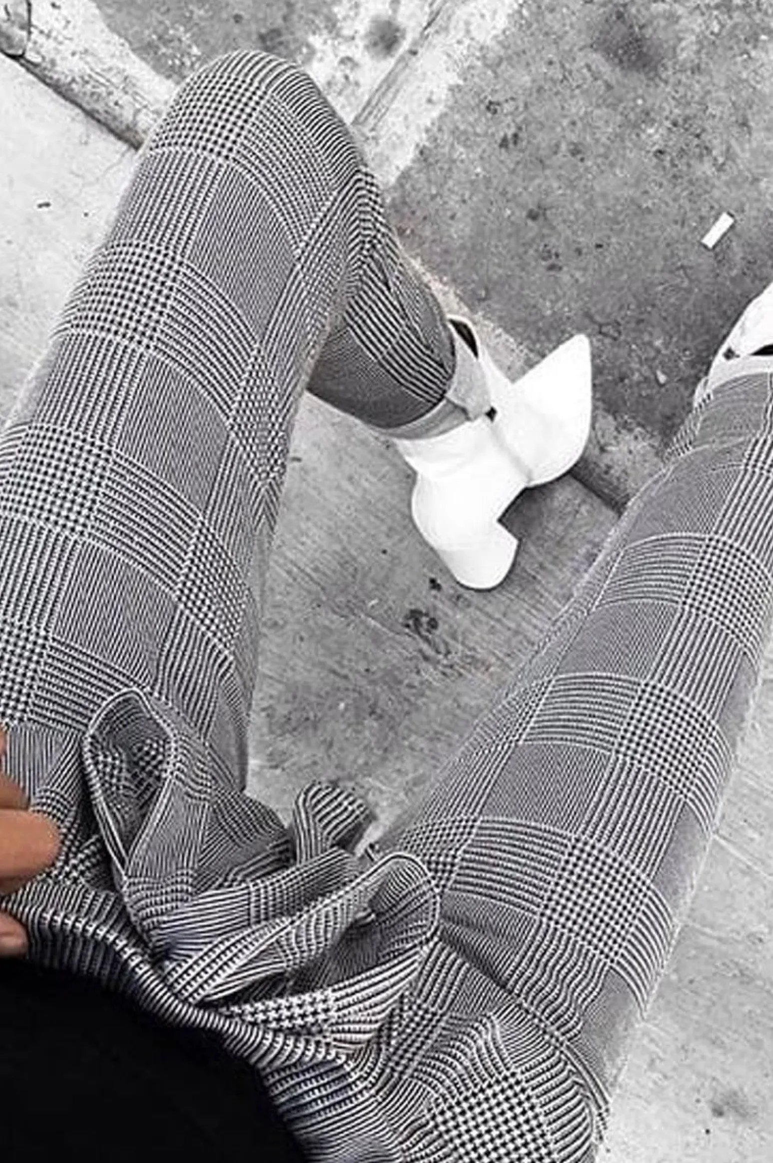 Rebellious Fashion Tartan Paper Bag Tie Waist Cigarette Trousers - Karmen