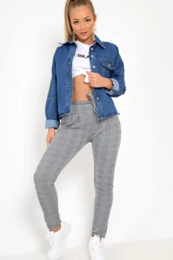 Rebellious Fashion Tartan Paper Bag Tie Waist Cigarette Trousers - Karmen