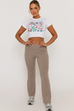 Rebellious Fashion Taupe Soft Jersey Flares - Lauryn