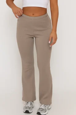 Rebellious Fashion Taupe Soft Jersey Flares - Lauryn