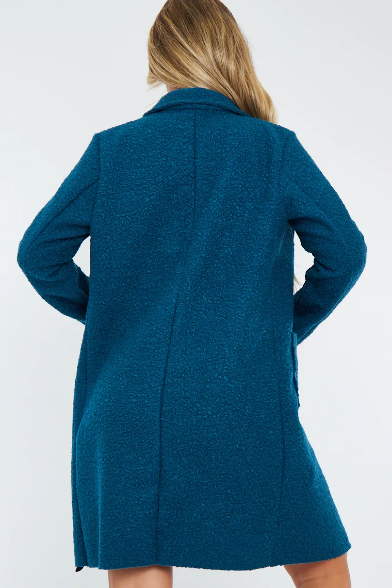 Rebellious Fashion Teal Blue Mid Length Teddy Coat - Madelin