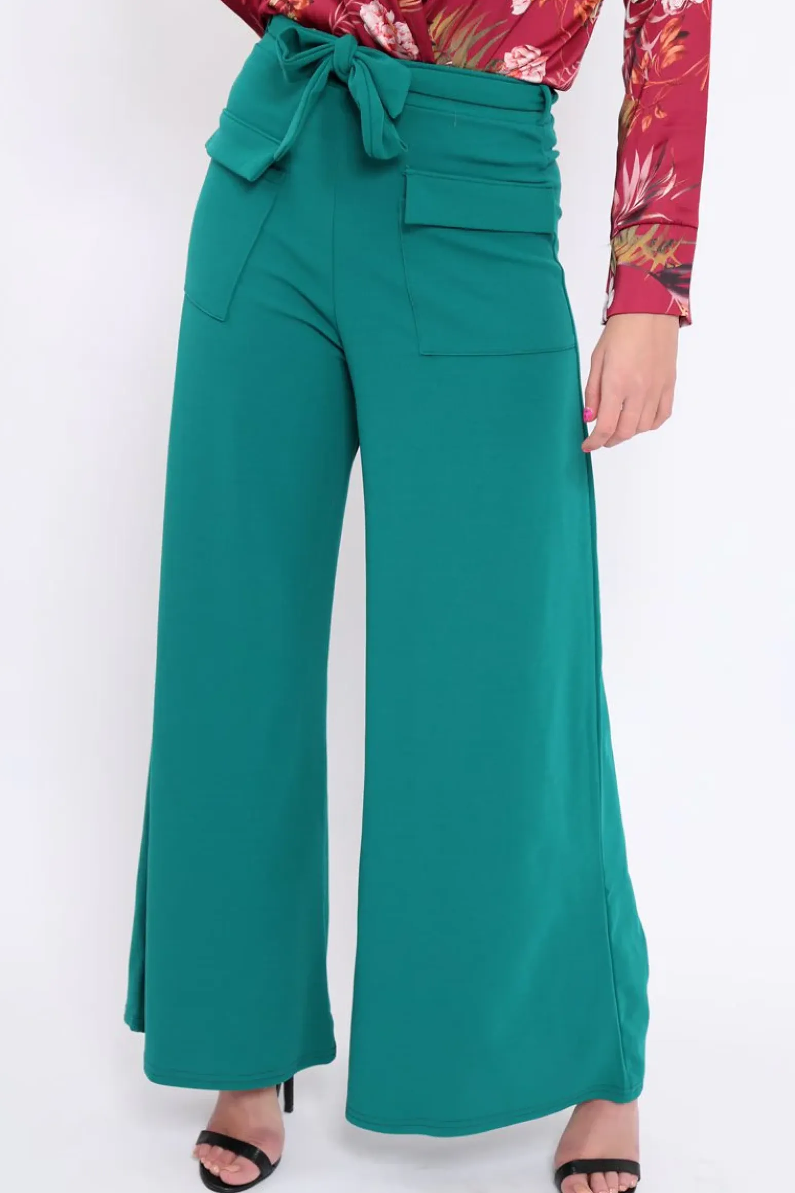 Rebellious Fashion Teal Wide Leg Trousers - Yari