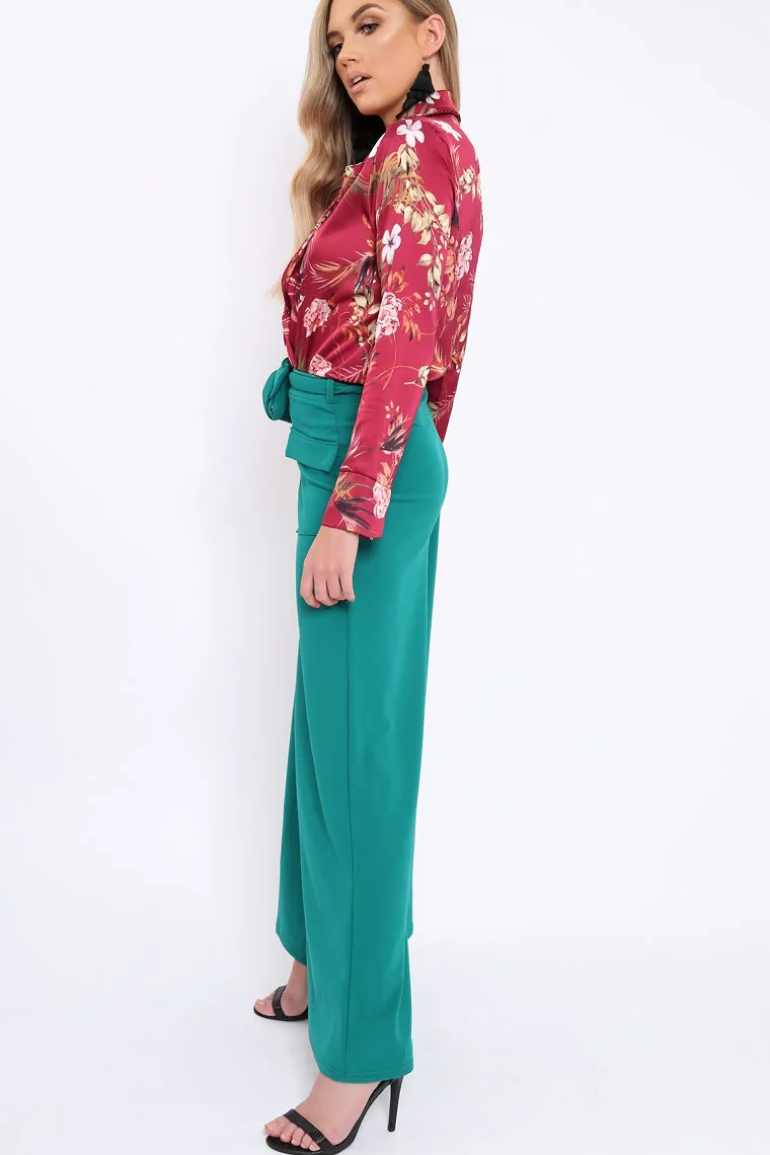 Rebellious Fashion Teal Wide Leg Trousers - Yari