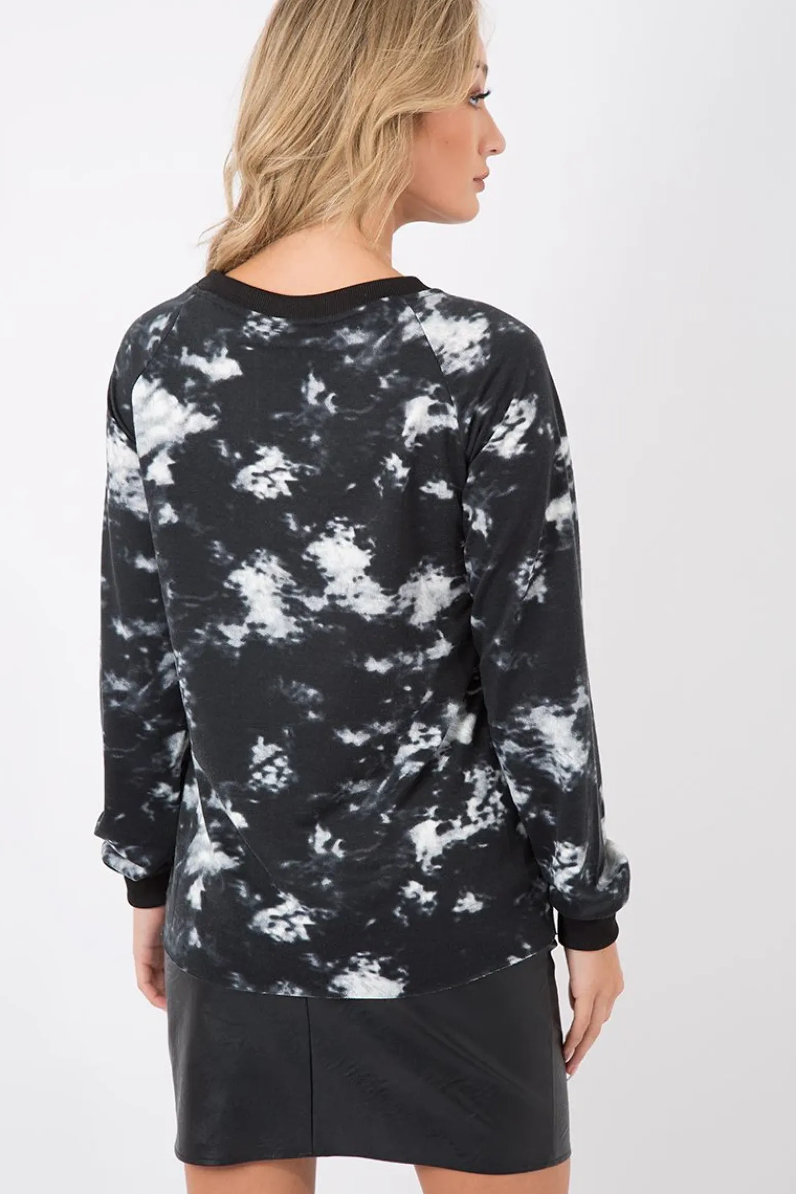 Rebellious Fashion Tie Dye Sequined Eagle Distressed Jumper - Zarah