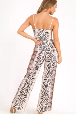 Rebellious Fashion Tiger Print Wide Leg And Crop Top Co-Ord -Sanvi