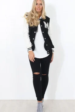 Rebellious Fashion Tomo White And Black Baseball Jacket