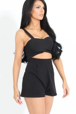 Rebellious Fashion Veronica Black Cut Out Playsuit