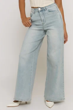 Rebellious Fashion Vintage Blue Stretch Wide Leg Jeans - Derry