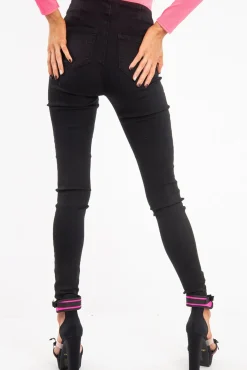 Rebellious Fashion Washed Black Zip Front Skinny Denim Jeans - Bryana