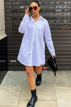 Rebellious Fashion White Oversized Shirt Dress - Chelby
