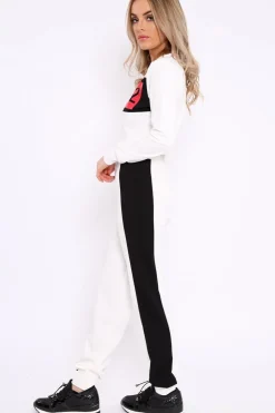 Rebellious Fashion White And Black USA Side Stripe Tracksuit - Simmy