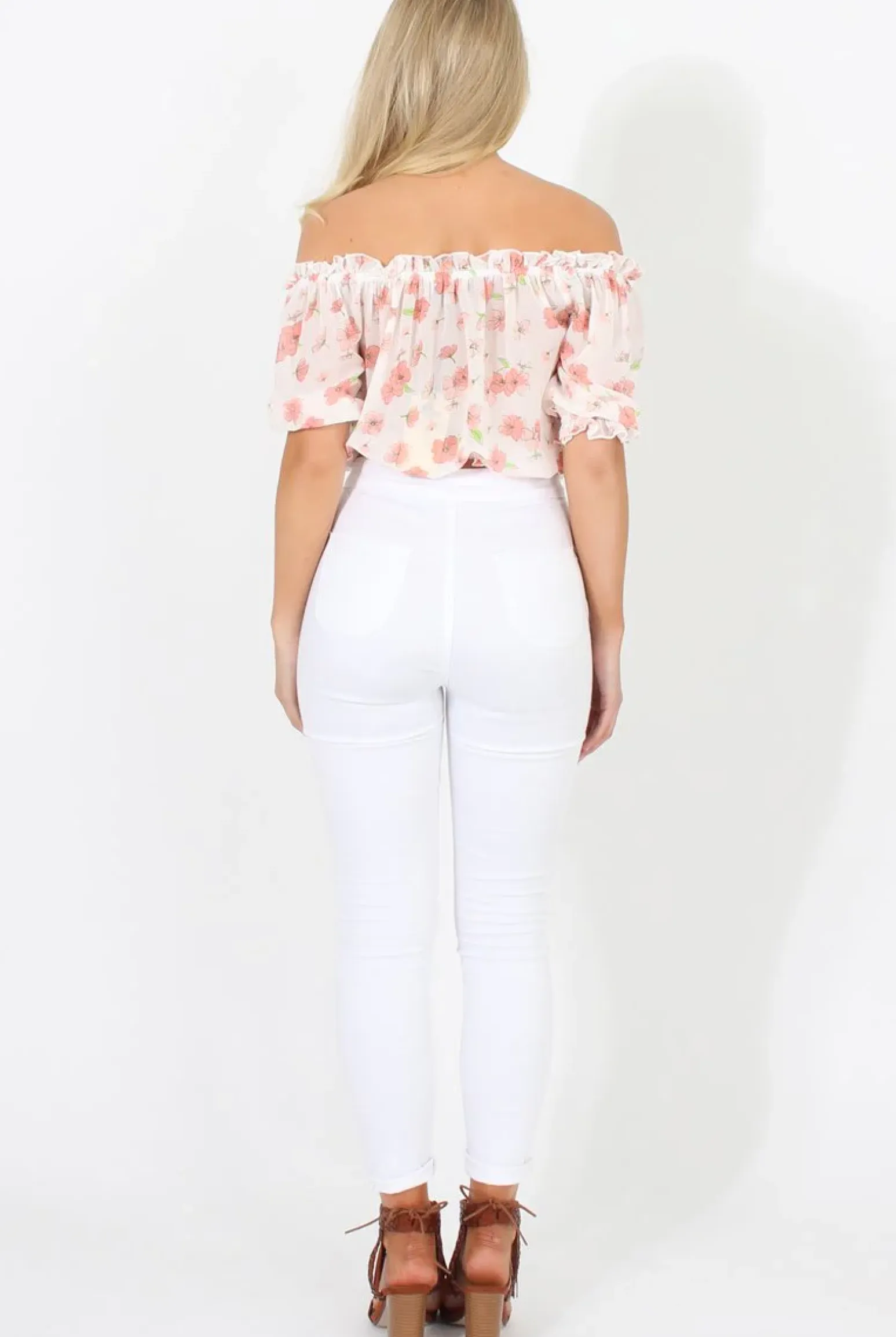 Rebellious Fashion White And Pink Floral Gypsy Crop Top - Mimi