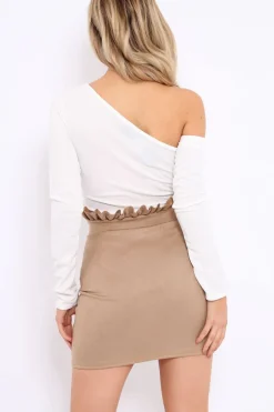 Rebellious Fashion White Asymmetric Bodysuit - Carlina