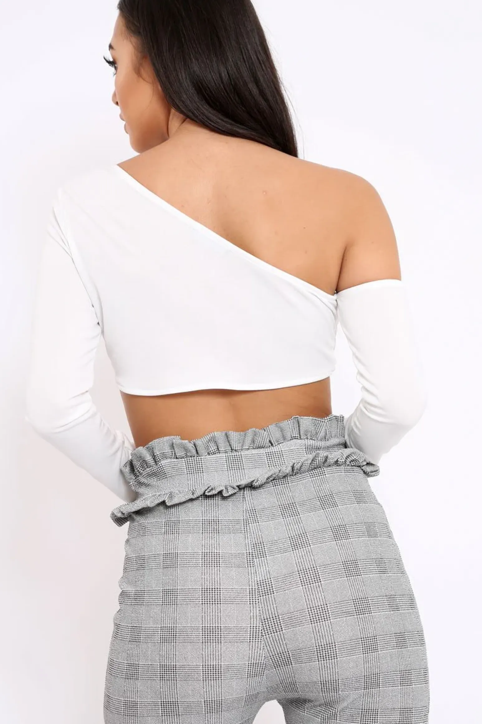 Rebellious Fashion White Asymmetric Crop Top - Nicki