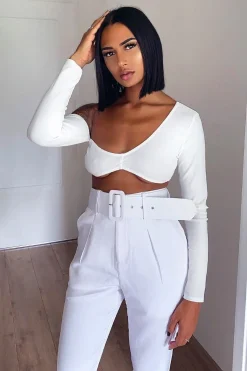Rebellious Fashion White Asymmetric Crop Top - Nicki