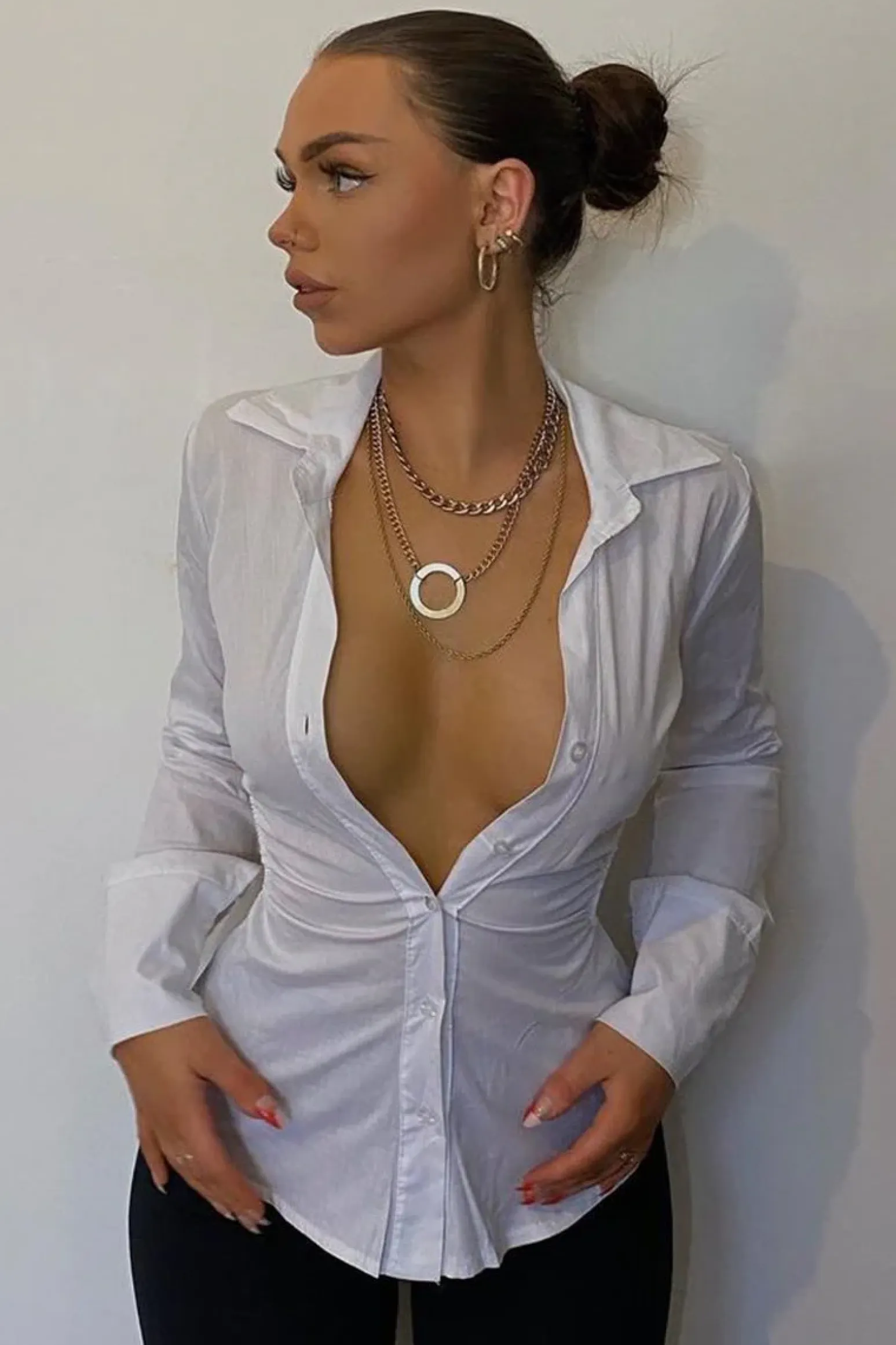 Rebellious Fashion White Backless Cut Out Shirt - Maja