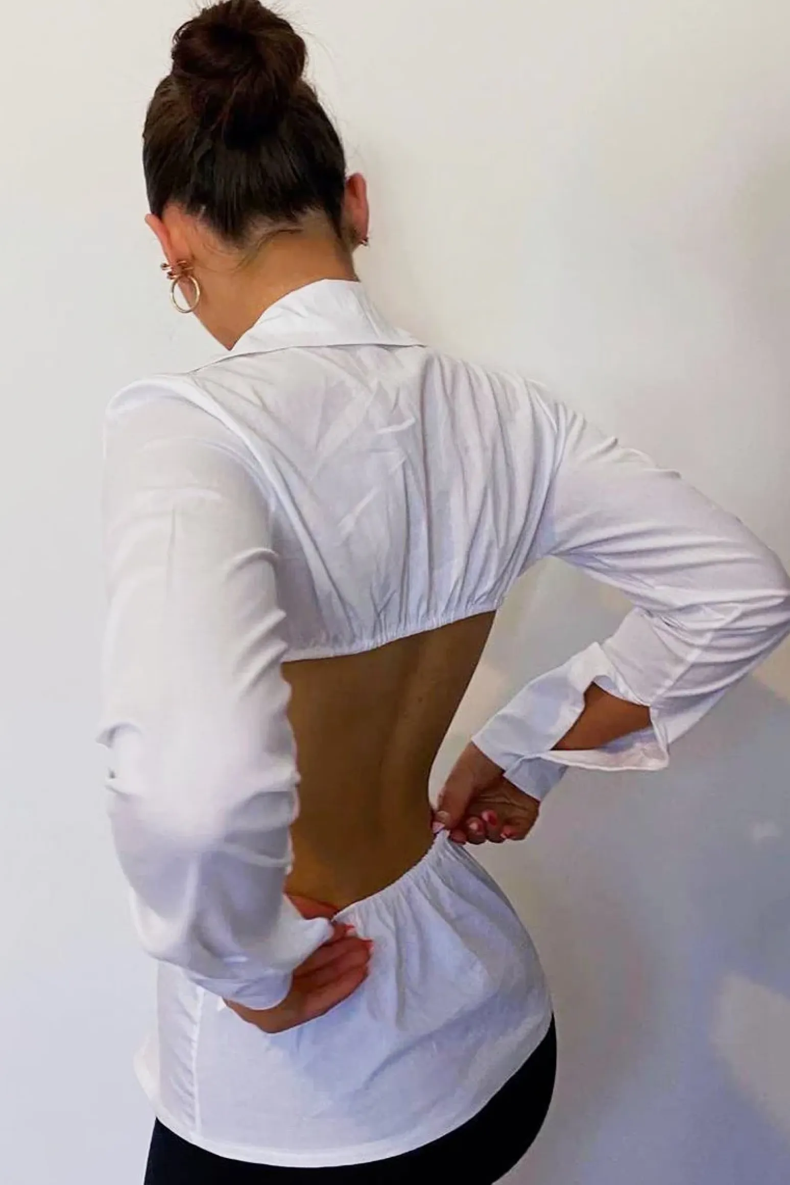 Rebellious Fashion White Backless Cut Out Shirt - Maja