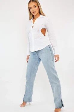 Rebellious Fashion White Backless Cut Out Shirt - Maja