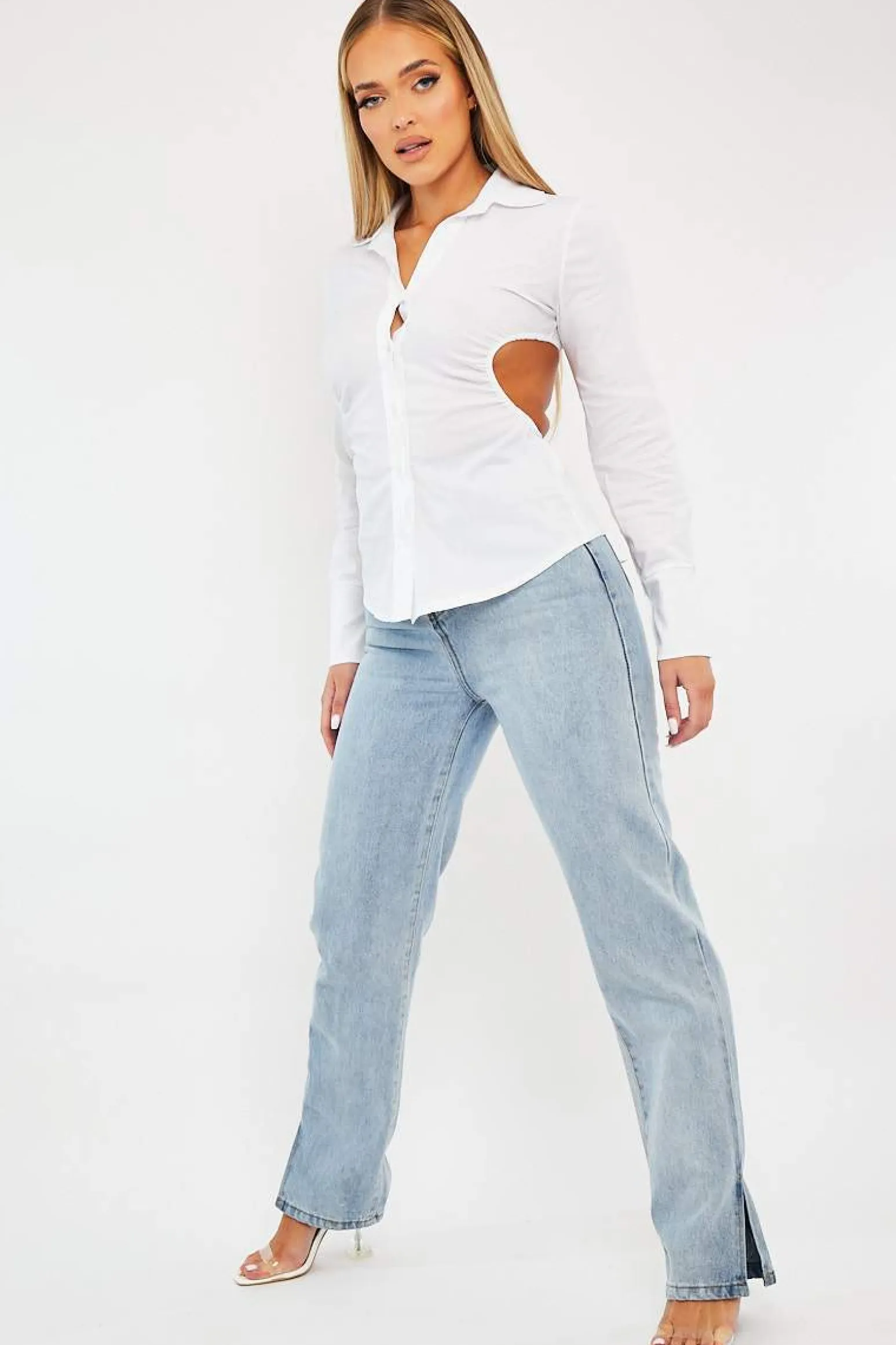 Rebellious Fashion White Backless Cut Out Shirt - Maja