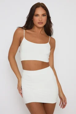 Rebellious Fashion White Basic Strappy Top and Skirt Co-ord - Derby