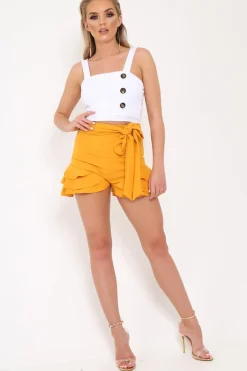 Rebellious Fashion White Button Detail Crop Top - Amory