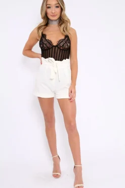 Rebellious Fashion White Button Front High Waist Shorts - Franca
